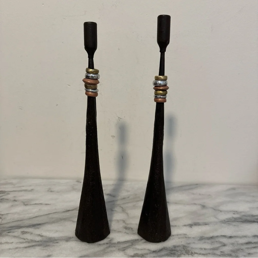 Luis Marques Handmade Modern Minimalist Style Iron W/ Metal Rings Candlestick